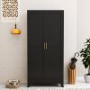 Black Metal Multifunctional Storage Armoire Wardrobe Closet
