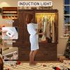 Espresso Brown Wood Farmhouse Armoire Wardrobe Closet with Sliding Barn Doors