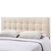 Queen size Ivory Fabric Padded Mid-Century Upholstered Headboard