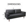 Terracotta Upholstered Faux Leather Sofa w/ Pillows Solid Hardwood Legs