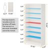 Modern 8-Shelf Shoe Rack Shelving Unit for Closet Storage in White Wood Finish