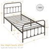 Twin size Vintage Bronze Metal Platform Bed Frame with Headboard and Footboard