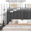 Twin size Dark Grey Upholstered Platform Bed Frame with Headboard
