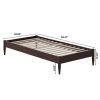 Twin XL Size Solid Hardwood Victorian Style Espresso Platform Bed
