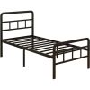 Twin XL Heavy Duty Metal Bed Frame with Headboard and Footboard in Black