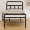 Twin XL Heavy Duty Metal Bed Frame with Headboard and Footboard in Black