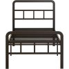 Twin XL Heavy Duty Metal Bed Frame with Headboard and Footboard in Black