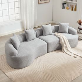 Curved Boneless Sofa,Compression Modular 110'' Sectional,Grey High-Density,Couches Sleeper for Living Room Bedroom Apartment Lounge,Chenille