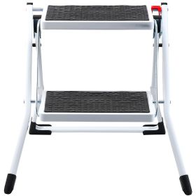 Step Ladder 2-Step 330lbs Capacity, Ergonomic Folding Steel Step Stool with Wide Anti-Slip Pedal, Sturdy Step Stool for Adults Toddlers