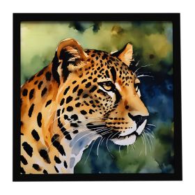 Leopard Framed Metal Print Bathroom, Kitchen, Office, Home Decor Wall Art Ready to Hang, Square, 8X8