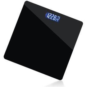 Black Digital Bathroom Scale for Body Weight, Smart Step-On Technology, Backlit LCD Display, High Accuracy Weight Scale 400lb/180kg, Glass Slim D (Style: Black Digital Scale)